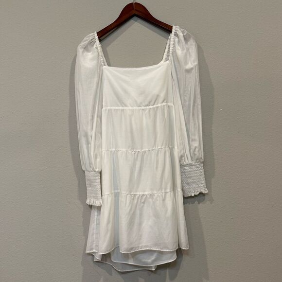 Alice + Olivia‎ Silk-Blend Voile Babydoll Dress Long Sleeve  Small - Picture 5 of 14